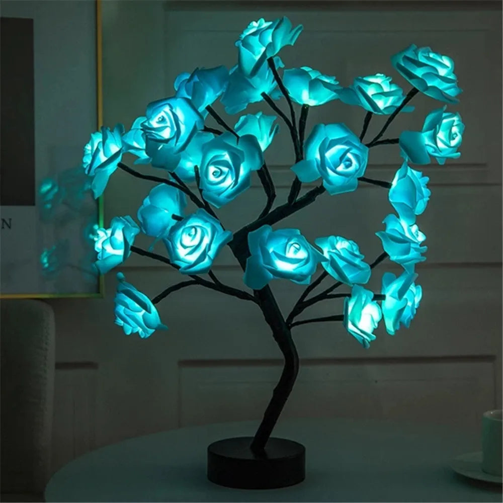 LED Rose Flower Table Lamp USB Christmas Tree Fairy Lights Night Lights Home Party Wedding Bedroom Decoration Mother's Day Gift