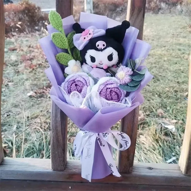 Hello Kitty Cartoon Plush Bouquet  Anime Rose Flowers Doll Home Wedding Decoration Christmas Valentine's Day Gift