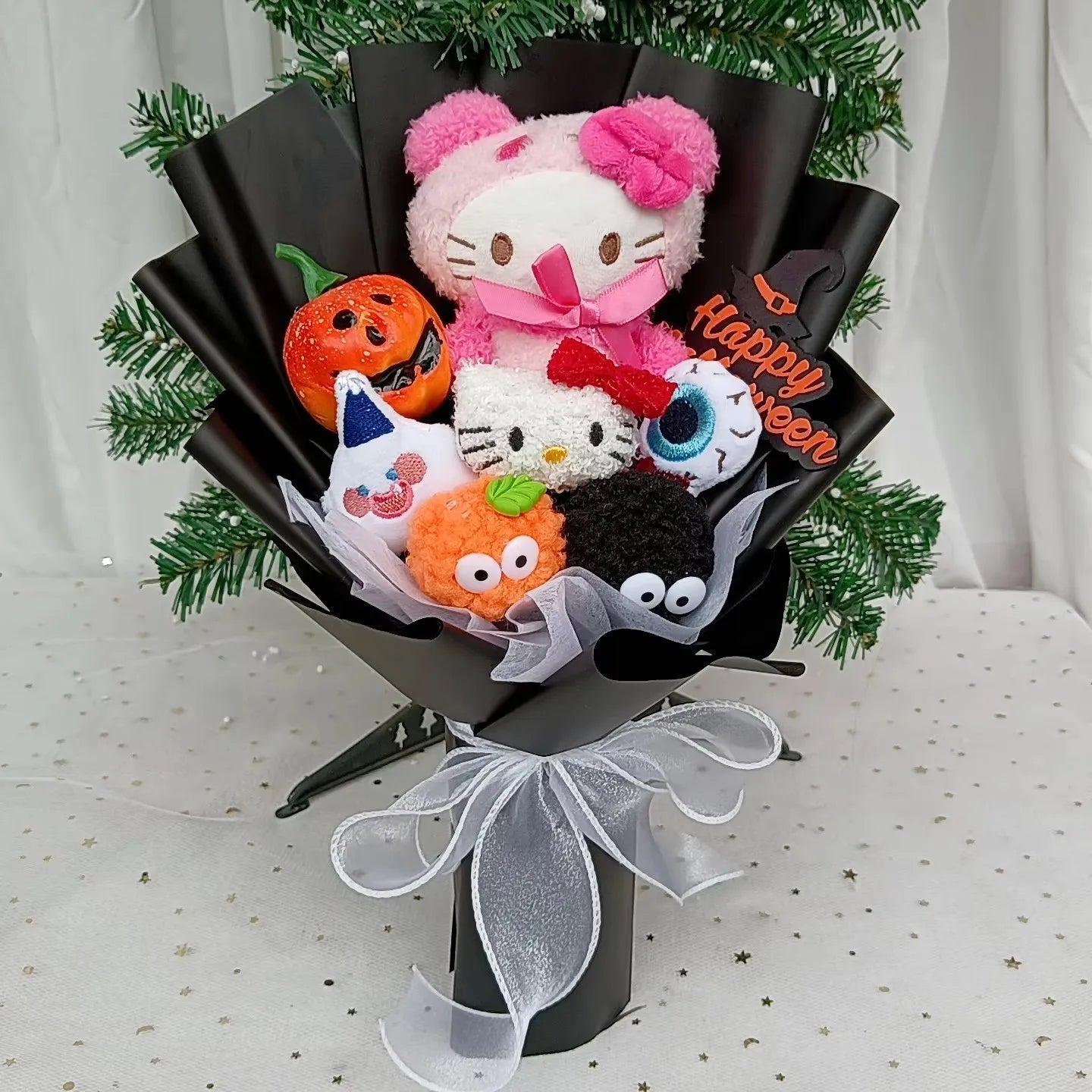 Hello Kitty Cartoon Plush Bouquet  Anime Rose Flowers Doll Home Wedding Decoration Christmas Valentine's Day Gift